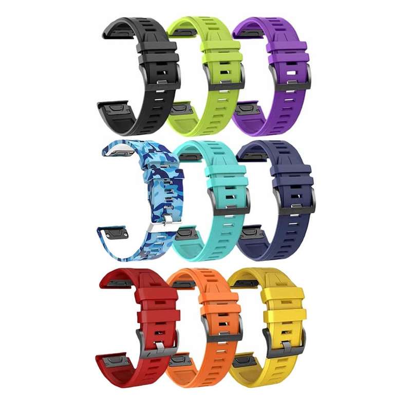 Killer Deals 22mm Silicone Strap Combo for Garmin Fenix 5/ Fenix 6/ Fenix 7 - Orange/Red/Yellow
