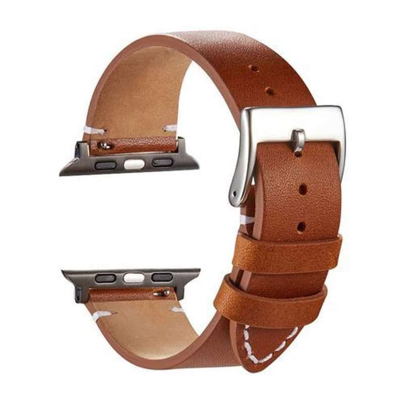 Killer Deals Genuine Leather Strap for 42/44/45/49mm Apple Watch- Light Brown
