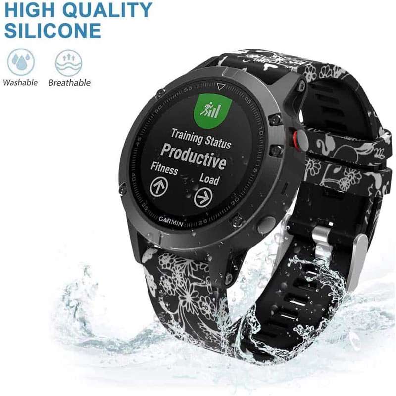 Killer Deals 22mm Silicone Strap for Garmin Fenix 5/6/ 935/ 945/ S60/ S62- Camo Blue