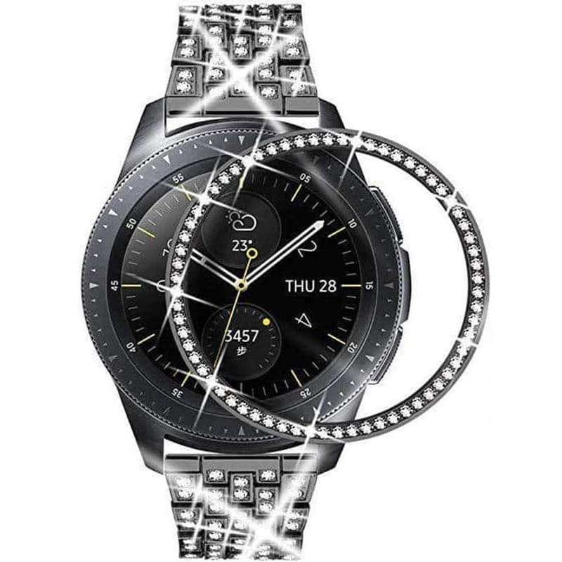 Killer Deals Shiny Steel Strap + Bezel Combo for Samsung Galaxy- Black- S/M