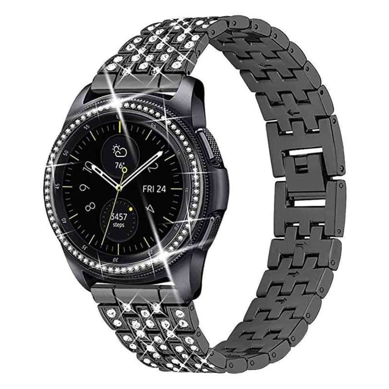 Killer Deals Shiny Steel Strap + Bezel Combo for Samsung Galaxy- Black- S/M