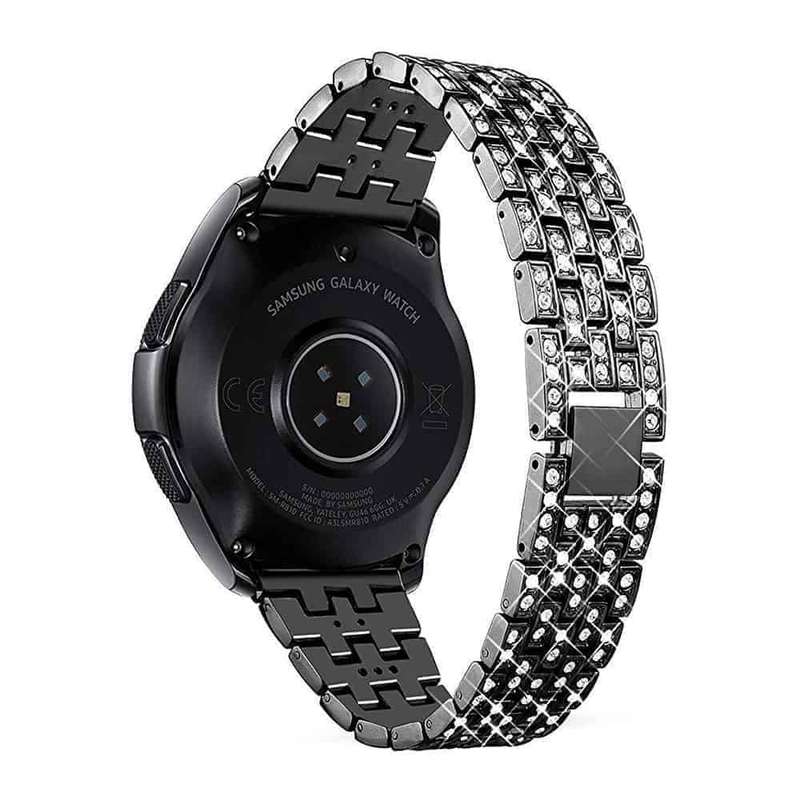 Killer Deals Shiny Steel Strap + Bezel Combo for Samsung Galaxy- Black- S/M
