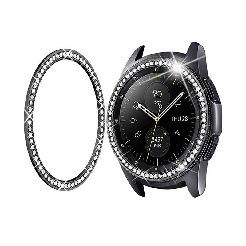 Killer Deals Shiny Steel Strap + Bezel Combo for Samsung Galaxy- Black- S/M