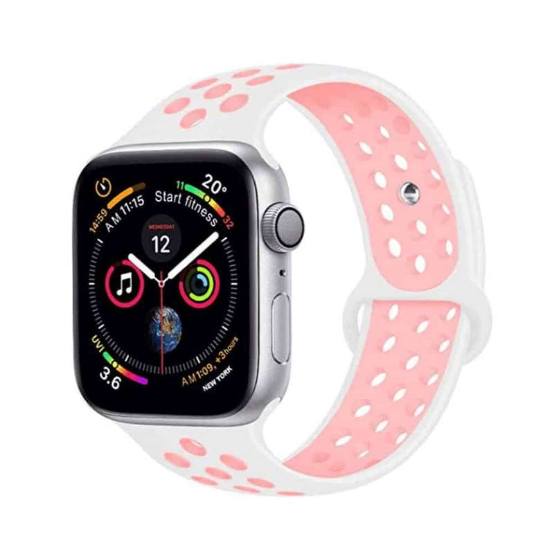 Killer Deals Silicone Strap for 38/40/41mm Apple Watch (S/M) - White & Pink