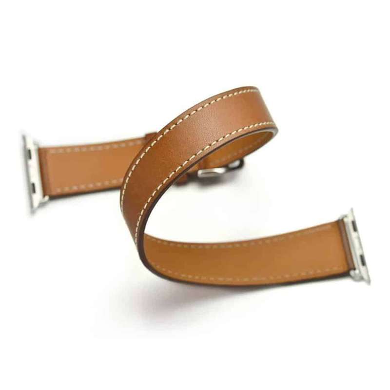 Killer Deals Double Wrap Leather Strap for 42/44/45/49mm Apple Watch (S/M)- Brown