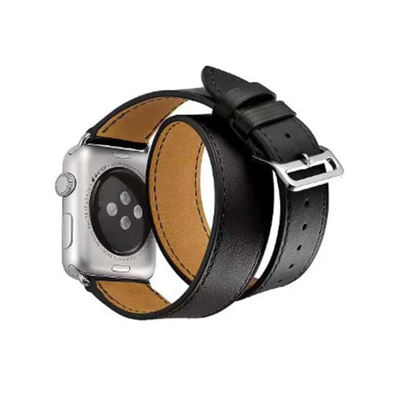 Killer Deals Double Wrap Leather Strap for 42/44/45/49mm Apple Watch (S/M)- Brown