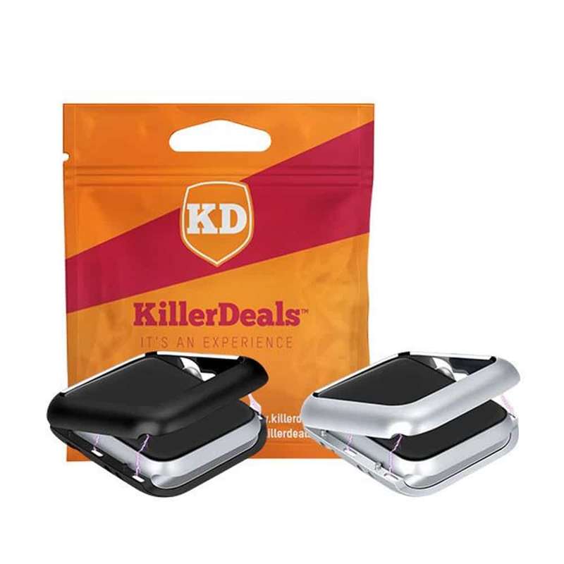 Killer Deals Magnetic Aluminium Protective Case for 44mm Apple Watch- Silver Black 2 Pack
