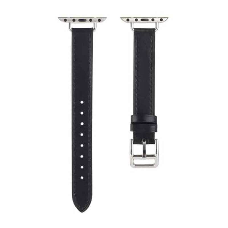 Killer Deals Slim Leather Band Strap for Apple Watch 42/44/45/49mm - Black