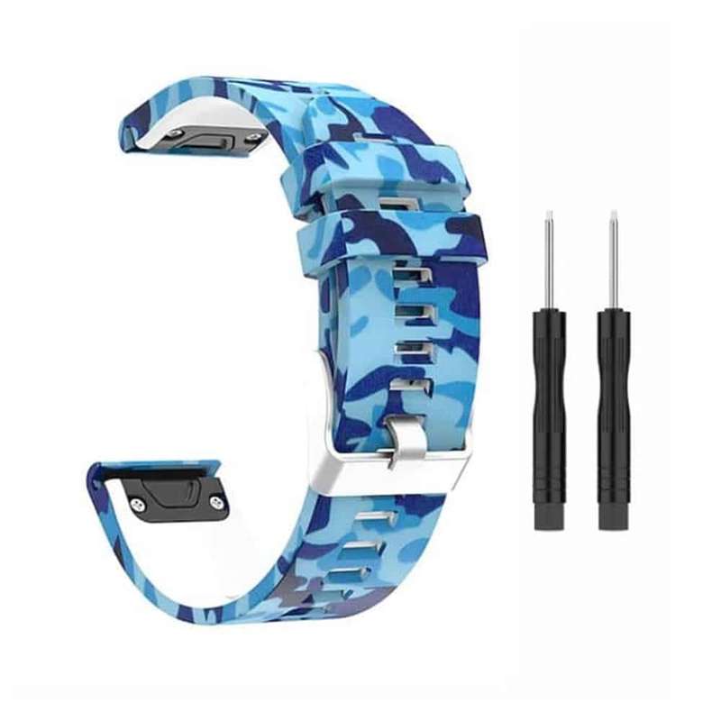 Killer Deals 22mm Silicone Strap for Garmin Fenix 5/6/ 935/ 945/ S60/ S62- Camo Blue