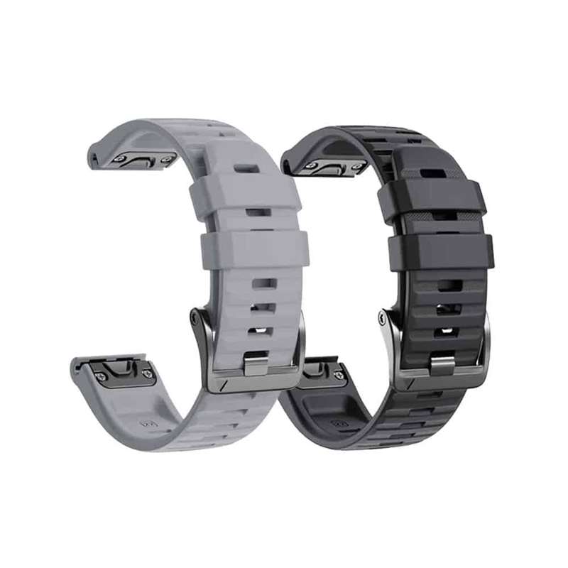 Killer Deals 22mm Silicone Strap for Garmin Fenix 5/ 6 / 7- Grey & Black- 2 Pack