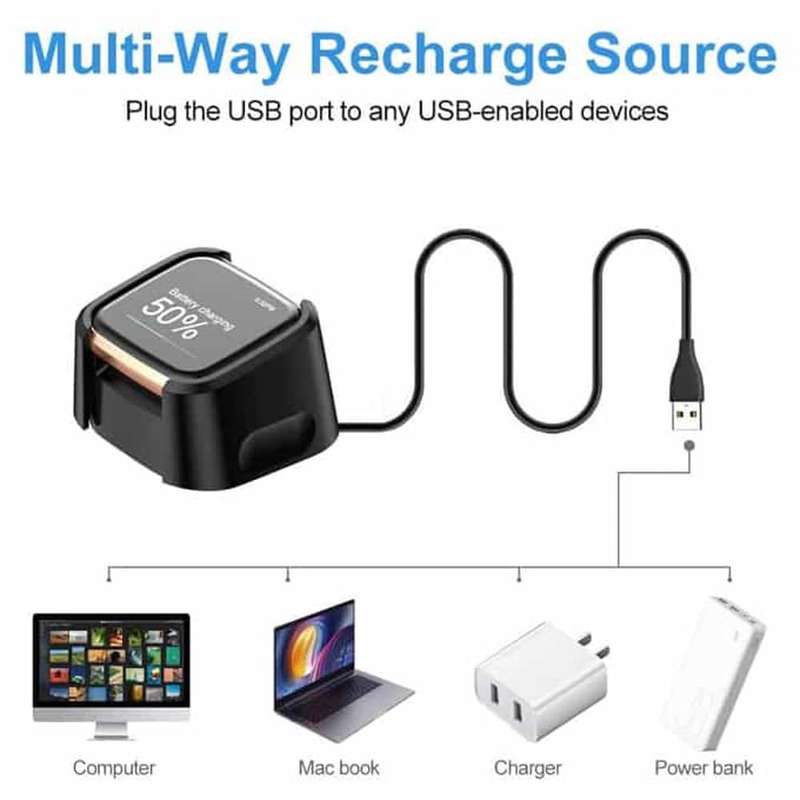 Killer Deals USB 1m Extended Cable Fast Charger Dock for Fitbit Versa 2