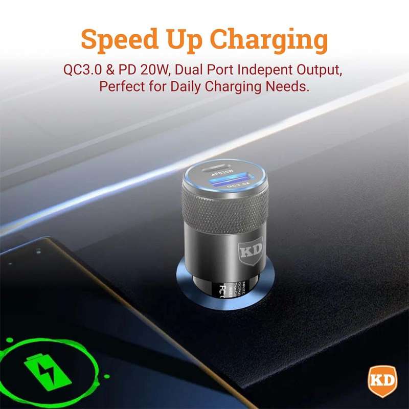 Killer Deals 38W USB-C Car Charger Dual Port PD 20W/QC3.0 Charging Adapter