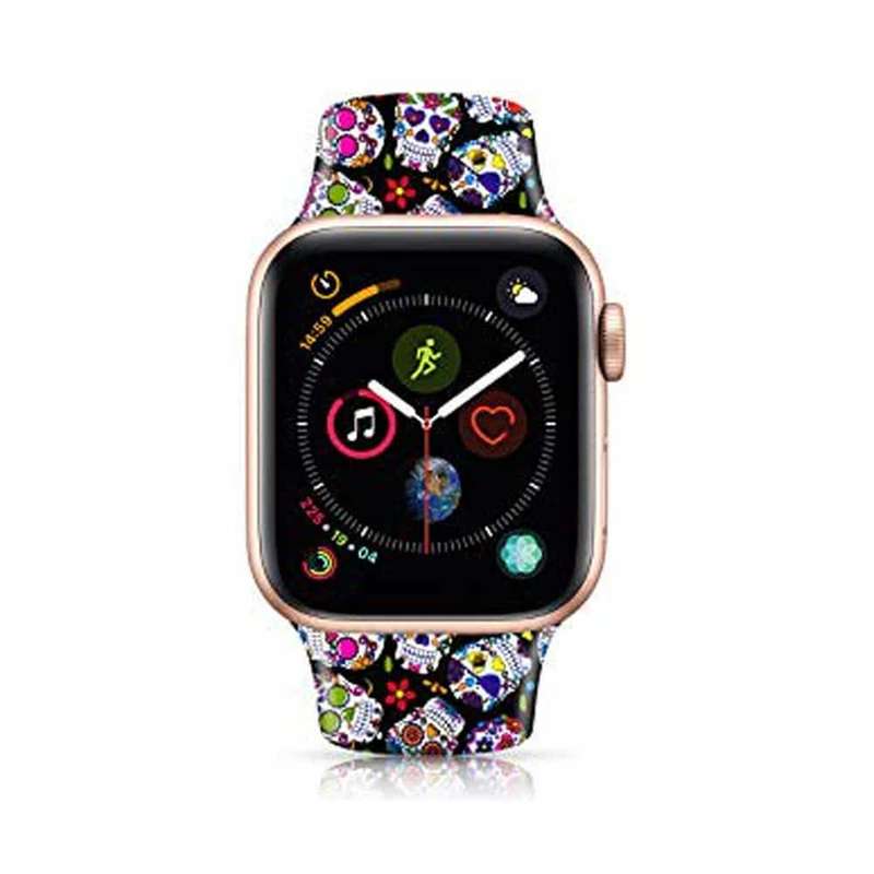 Killer Deals Silicone Strap for 38/40/41mm Apple Watch- Snake Skin & Colour Skull- S/M & M/L 2 Pack