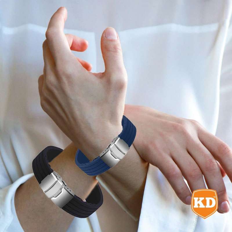 Killer Deals 20mm Universal Watch Replacement Silicone Strap- Black & Blue 2 Pack