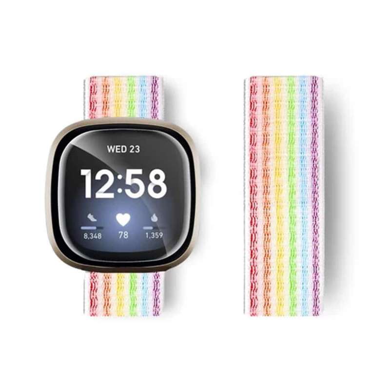 Killer Deals Replacement Woven Nylon Strap for Fitbit Versa 2- Rainbow