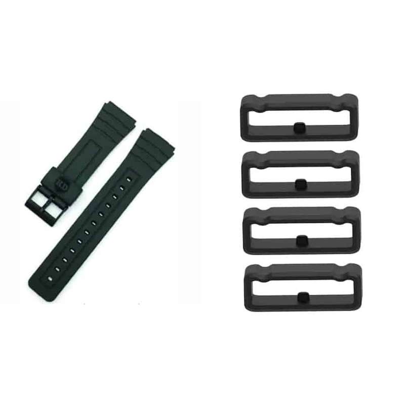 Killer Deals 16mm Universal Watch Silicone Strap & Loop Keeper 4 Pack- Black