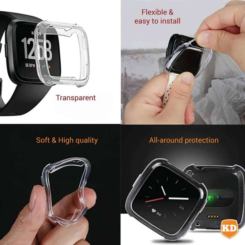 Killer Deals Silicone Strap for Fitbit Versa (M/L) (Navy) and Soft Full Face Screen Protector - C...