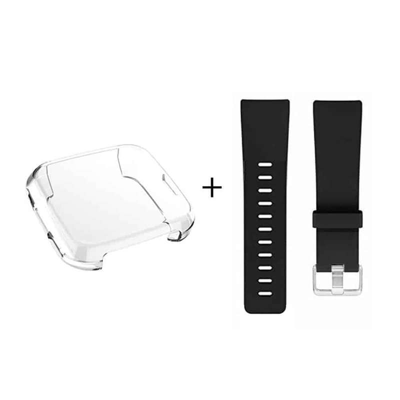 Killer Deals Silicone Strap for Fitbit Versa (M/L) (Navy) and Soft Full Face Screen Protector - C...