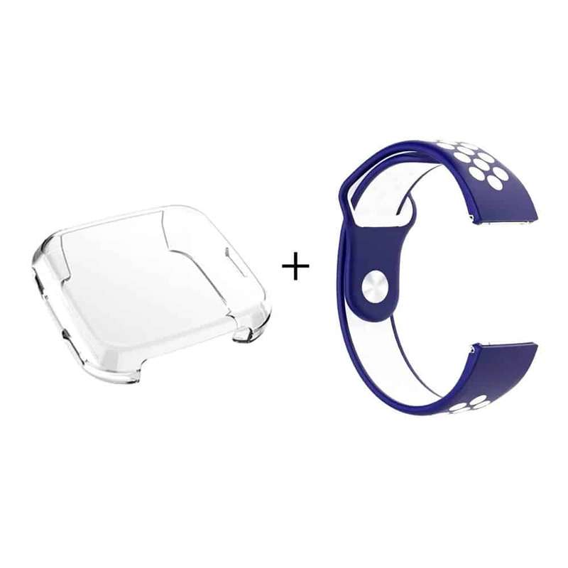Killer Deals Silicone Strap for Fitbit Versa (M/L) (Navy) and Soft Full Face Screen Protector - C...
