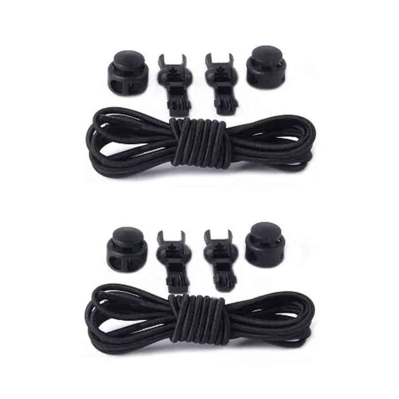Killer Deals Elastic Lazy No-Tie Speed Silicone Laces - Black (x2 Combo)