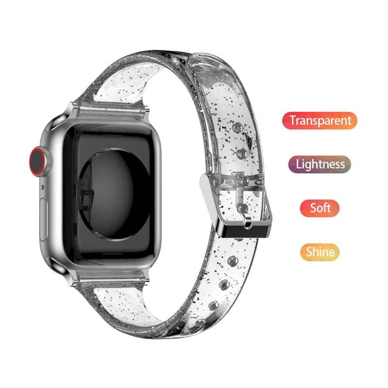 Killer Deals Transparent Glitter TPU Strap Band for Apple Watch 38/40/41mm - Pink