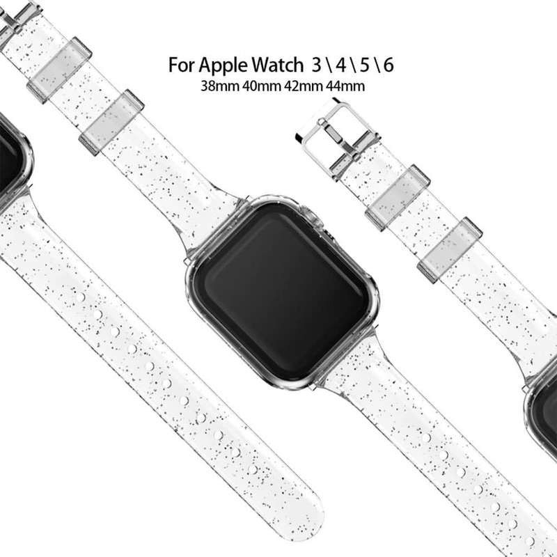 Killer Deals Transparent Glitter TPU Strap Band for Apple Watch 38/40/41mm - Pink