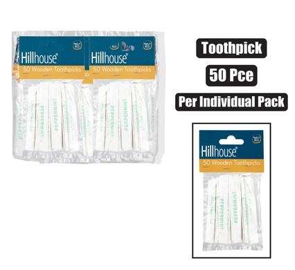 Toothpicks wooden 50 Piece wrap mint hillhouse