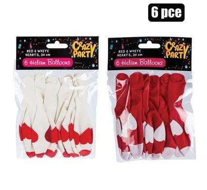 Balloons helium 6 Piece red/white ass f-01