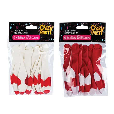 Balloon with Printed Hearts, 6-pack