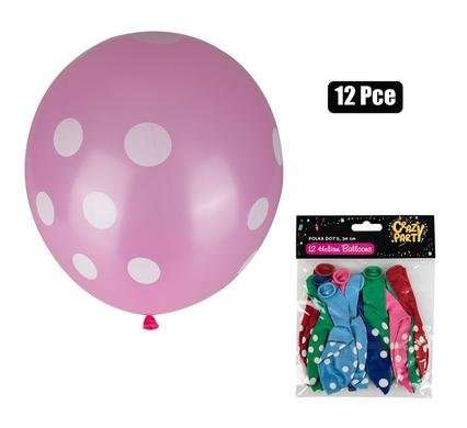 Balloons helium 12 Piece polka dot f-01
