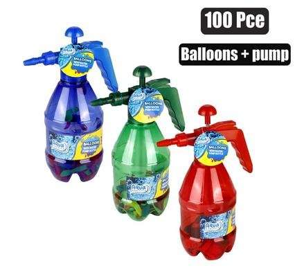 Balloon pumper & 100 water balloons assorted