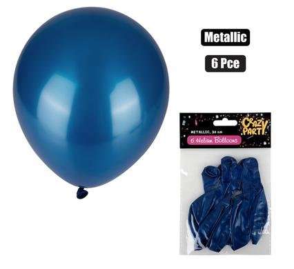 Balloons helium 6 Piece metallic blue f-01