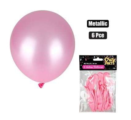 Balloons helium 6 Piece metallic pink f-01