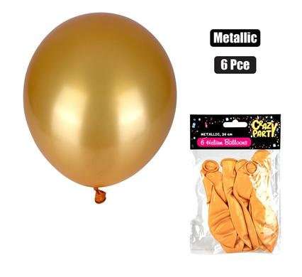 Balloons helium 6 Piece metallic gold f-01