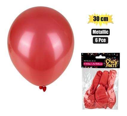 BALLOONS HELIUM 6 Piece METALLIC RED F-01