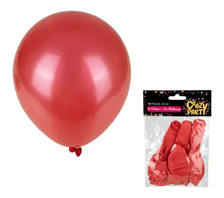 Metallic Red Balloons, 6-pack