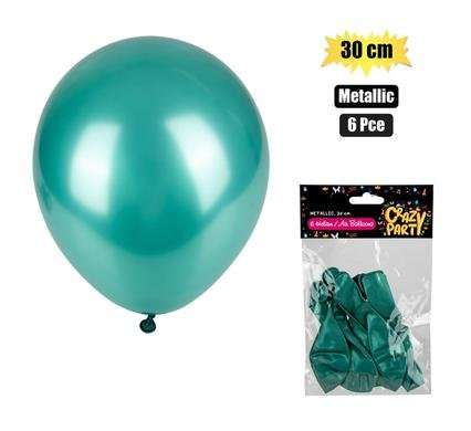 BALLOONS HELIUM 6 Piece METALLIC GREEN F-01