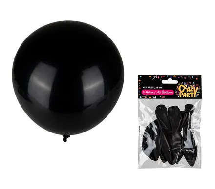 Metallic Black Balloons, 6-pack