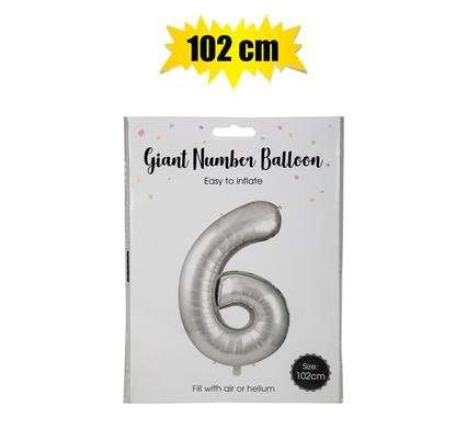 BALLOON HELIUM FOIL SILVER 6 102cm F-04