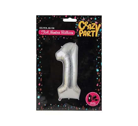 BALLOON HELIUM FOIL SILVER 1 86cm F-03