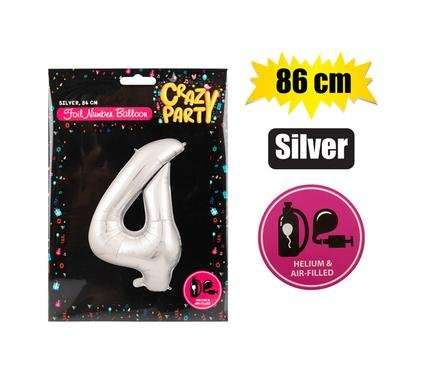BALLOON HELIUM FOIL SILVER 4 86cm F-03