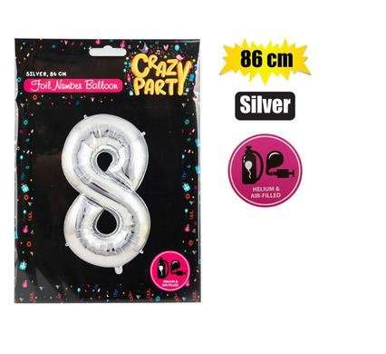 BALLOON HELIUM FOIL SILVER 8 86cm F-03