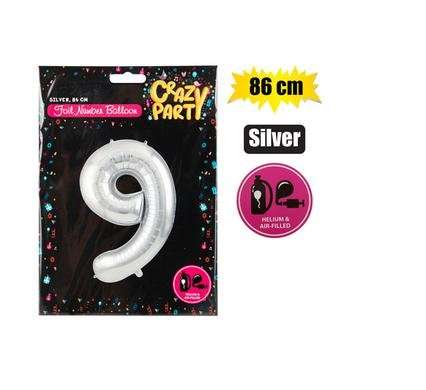 BALLOON HELIUM FOIL SILVER 9 86cm F-03