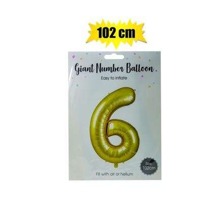 Balloon helium foil gold 6 102cm f-04