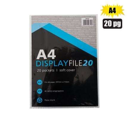 FILE DISPLAY-BOOK PLASTIC A4 20-PAGE
