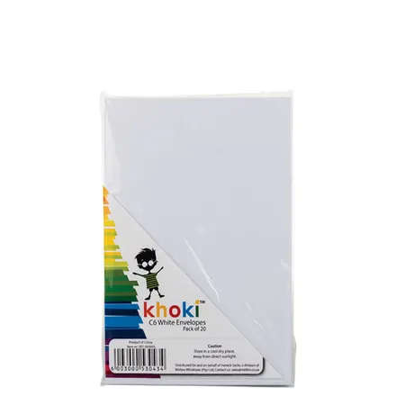 C6 White Opaque Envelope, 5-pack