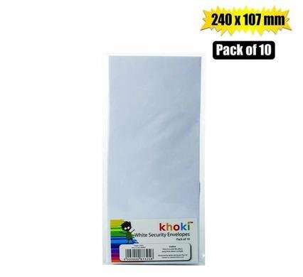 ENVELOPES SECURITY WHITE 240x107mm 10 Pack