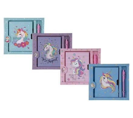 NOVELTY UNICORN NOTEBOOK WITH PEN 19x18cm