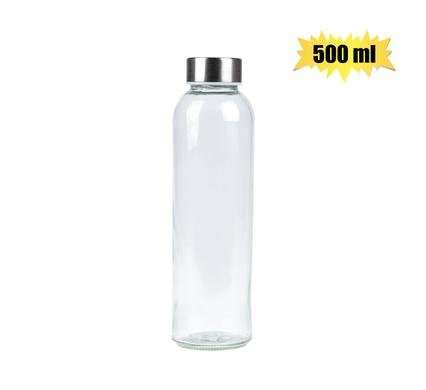 DRINKING-BOTTLE GLASS CLEAR SCREW-CAP 500m