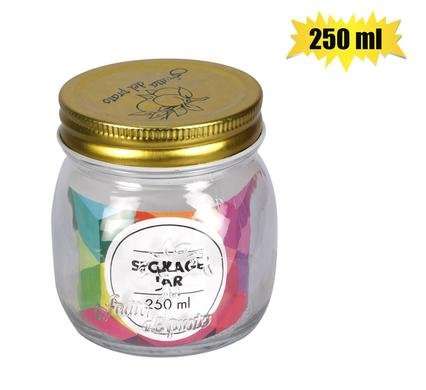 Storage-jar glass embossed 7.5x9cm 250ml